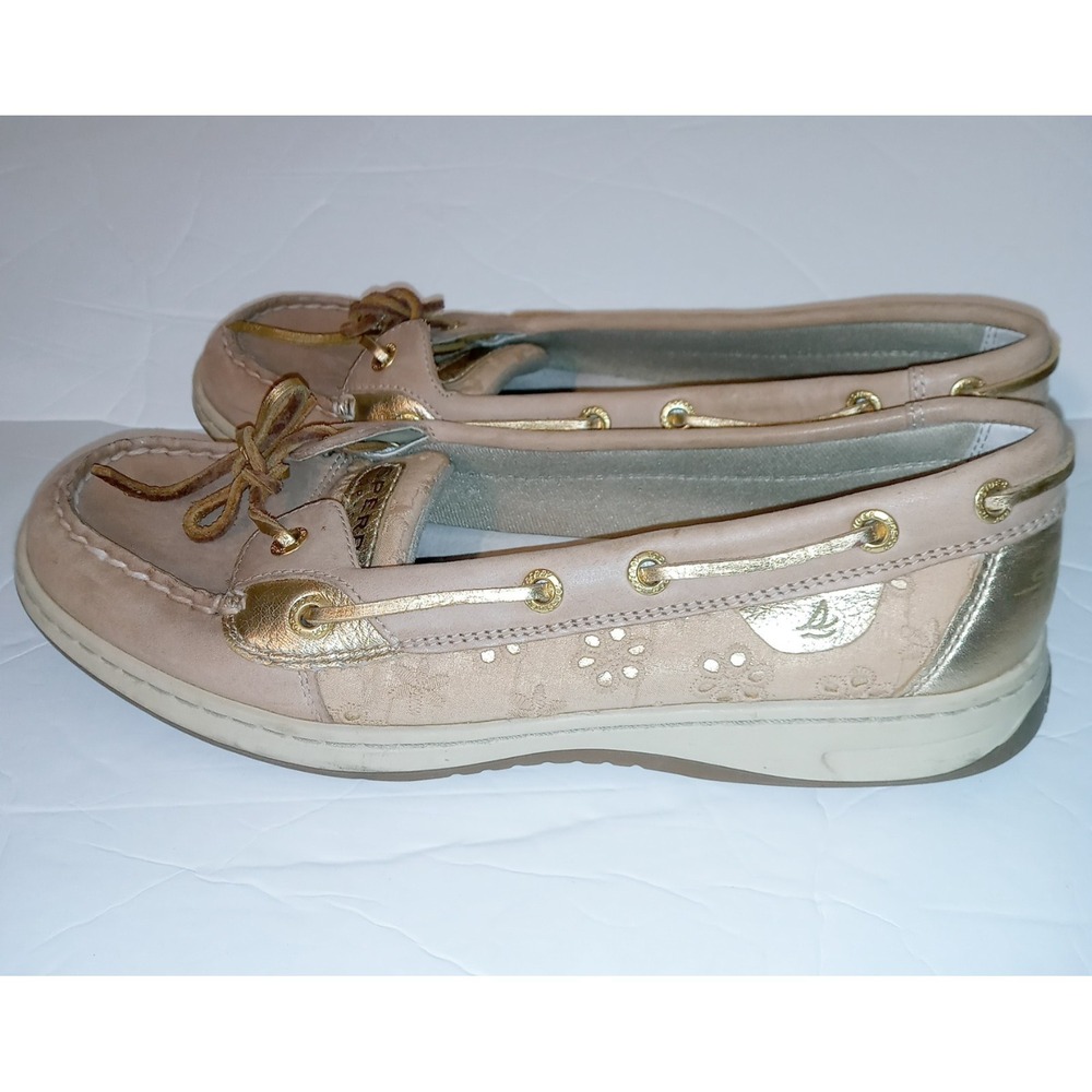Sperry Top-Sider Women's Sz 9M Angelfish Linen Eyelet Gold/Tan Boat Shoe
